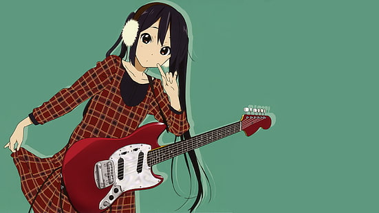 K-ON !, Nakano Azusa, gadis-gadis anime, gitar, anime, Wallpaper HD HD wallpaper