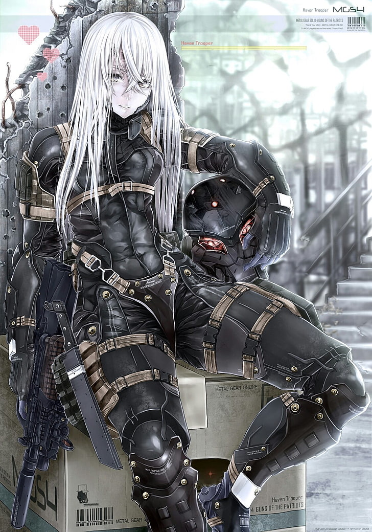 white Hair female anime illustration, anime, Metal Gear Solid, Metal Gear Solid 4, HD wallpaper
