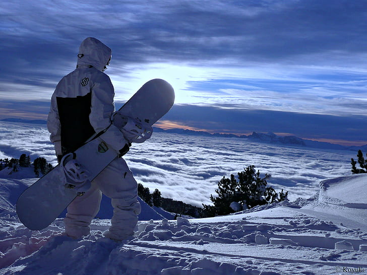 extremo, paisaje, nieve, snowboard, deportes, invierno, Fondo de pantalla HD