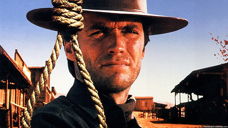 herr svartvitt polotröja, Clint Eastwood, Hang 'Em High, män, skådespelare, filmaffisch, HD tapet
