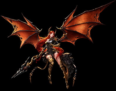วิดีโอเกม, League Of Angels, Demon, Wings, Woman, วอลล์เปเปอร์ HD HD wallpaper