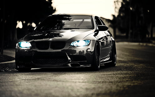 черен автомобил BMW, автомобил, мускулни коли, рали коли, BMW, HD тапет HD wallpaper