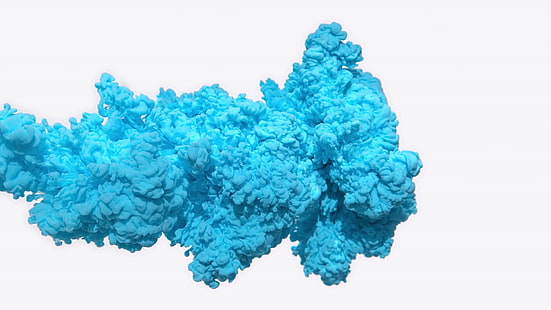 blå moln illustration, bläck, vatten, vit, cyan, rök, vit bakgrund, HD tapet HD wallpaper