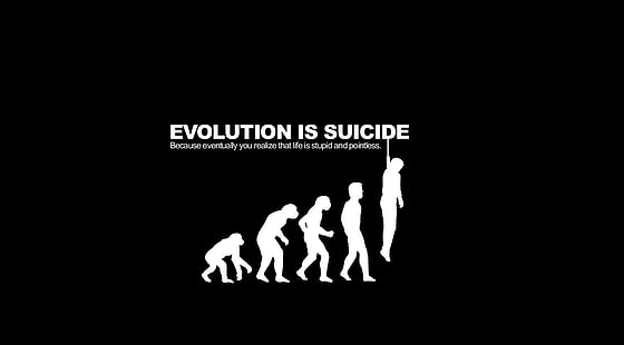 black background with Evolution is suicide text overlay, Dark, Emo, HD wallpaper HD wallpaper
