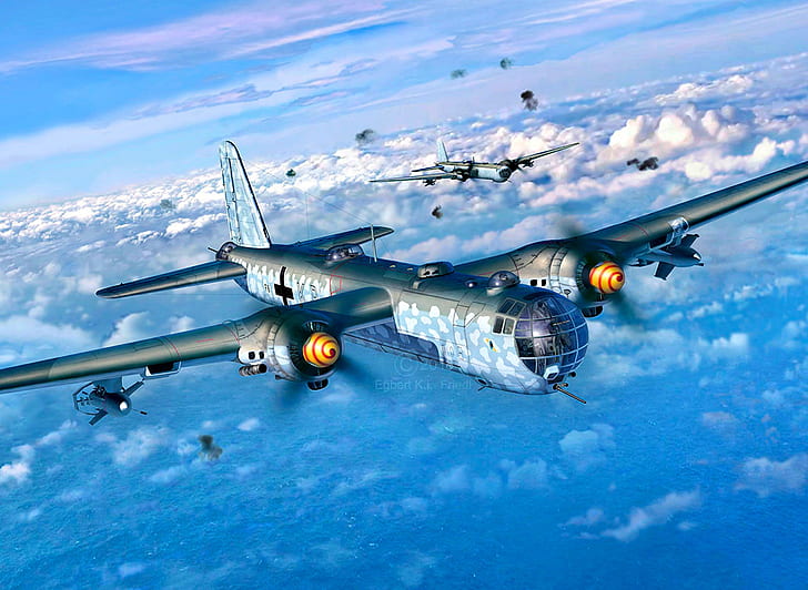 Mencengkeram, bersenjata, pembom berat, Perang Dunia II, mengatur perencanaan untuk mengebom, Heinkel He.177A-5, Mesin DB 610, FX-1400, Wallpaper HD