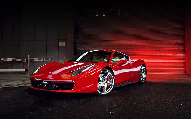 Red Ferrari 458 Italia, Ferrari 458, sport cars, muscle cars, coupe cars, HD wallpaper