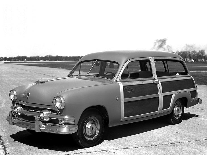 1951, land, ford, retro, squire, stationwagon, HD tapet