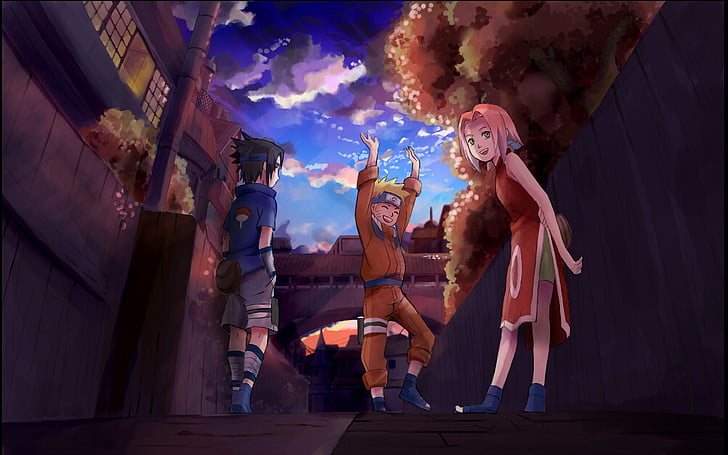 Anime, Naruto, Naruto Uzumaki, Sakura Haruno, Sasuke Uchiha, Sfondo HD