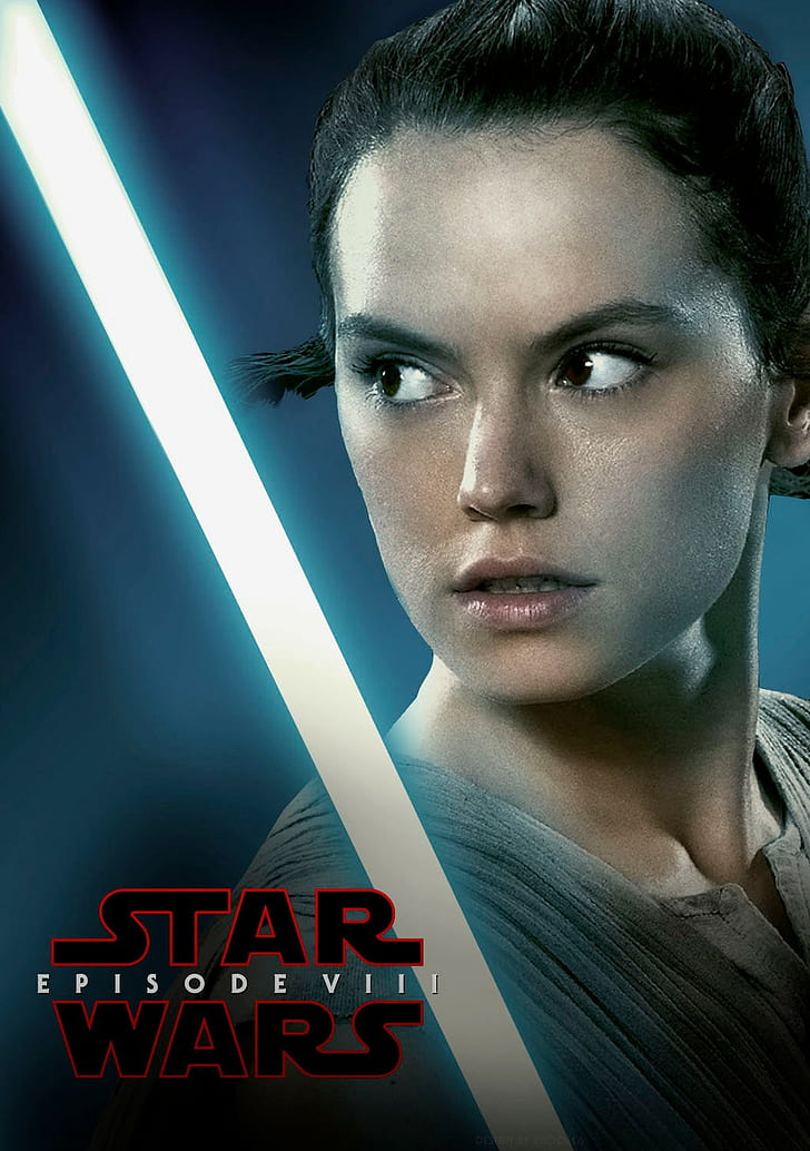 Star Wars, Rey, Daisy Ridley, lightsaber, HD wallpaper