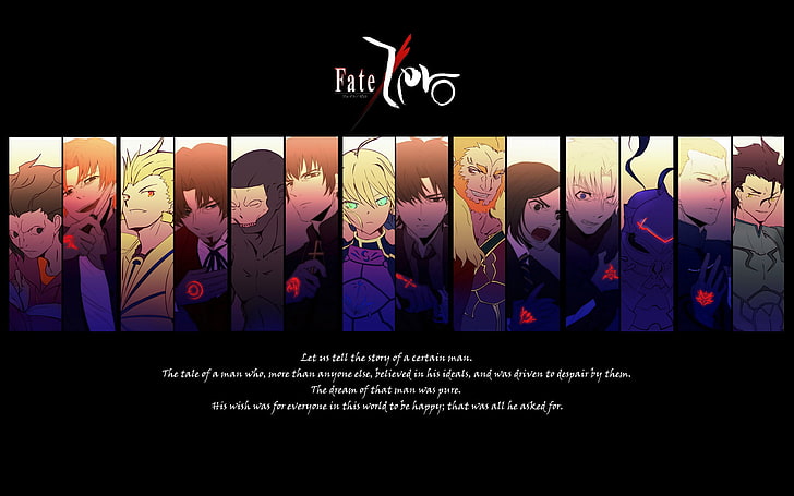 Fondo de pantalla de Fate Zero, Fate Series, Fate / Zero, Archer (Fate / Zero), Assassin (Fate / Zero), Berserker (Fate / Zero), Caster (Fate / Zero), Gilgamesh (Fate Series), Kariya Matou, Kayneth El-Melloi Archibald, Kirei Kotomine, Kiritsugu Emiya, Lancer (Fate / Zero), Rider (Fate / Zero), Ryuunosuke Uryuu, Saber (Serie Fate), Tokiomi Tohsaka, Velvet Waver, Fondo de pantalla HD