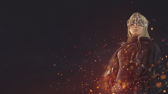 Cyfrowa tapeta kobiecych postaci z gry, strażnik ognia, Dark Souls III, mroczna fantazja, Tapety HD HD wallpaper