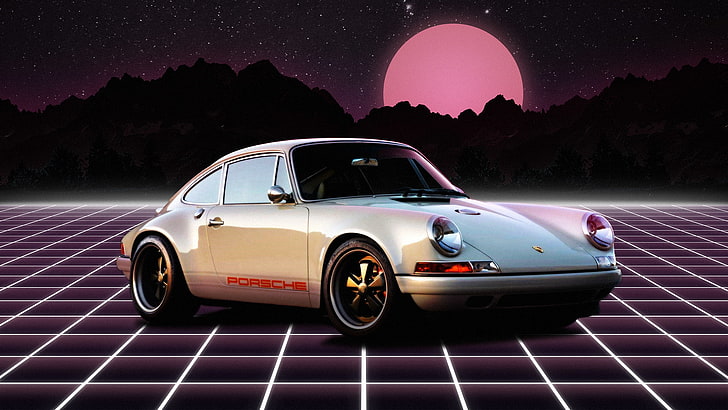 Porsche 911 R, deutsche Autos, Synthwave, HD-Hintergrundbild