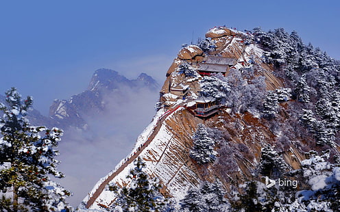 Гора Хуа в провинции Шэньси China-2016 Bing Desk .., Великая китайская стена иллюстрация, HD обои HD wallpaper