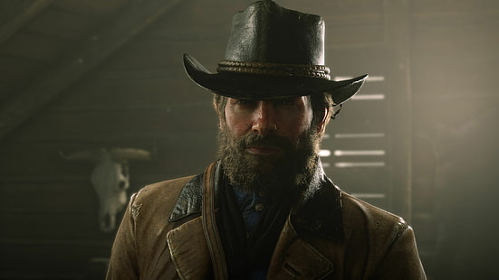 Rockstar Games, Red Dead Redemption, Red Dead Redemption 2, videogiochi, western, cowboy, Arthur Morgan, barba, Sfondo HD HD wallpaper