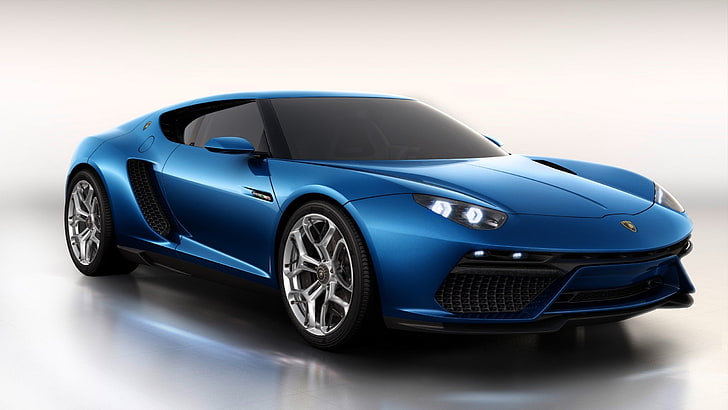 niebieskie coupe, Lamborghini Asterion, samochód, Tapety HD