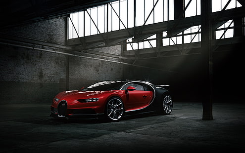 Bugatti, Bugatti Chiron, Coche, Coche rojo, Coche deportivo, Supercar, Vehículo, Fondo de pantalla HD HD wallpaper