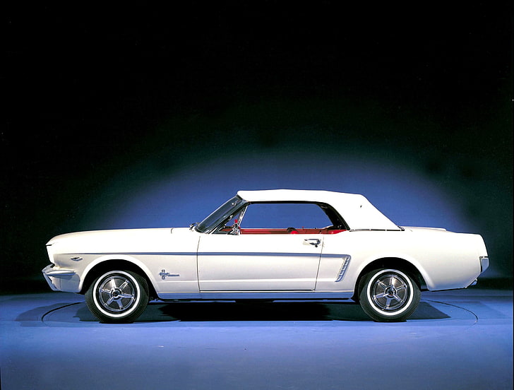 white oupe, Mustang, Ford, Photo, Retro, Machine, Old, Car, Beautiful, Wallpapers, 1964, Convertible, Wallpaper, Side, Handsome, HD wallpaper