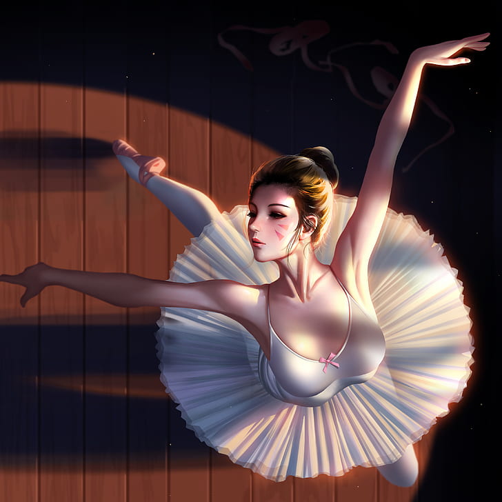 Liang-Xing, Liang Xing, D.Va (Overwatch), Overwatch, balet, dancing, women, HD wallpaper