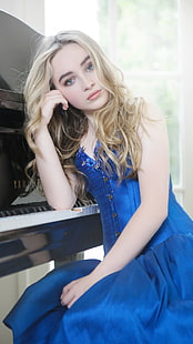 Sabrina Ann Lynn Carpenter, vestido sin mangas azul para mujer, música, hollywood, cantante, estadounidense, compositora, Fondo de pantalla HD HD wallpaper