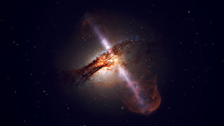 fond d'écran numérique galaxie, trou noir supermassif, art numérique, NASA, étoiles, espace, science, univers, Fond d'écran HD