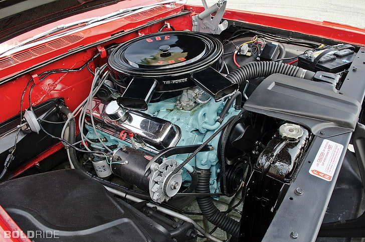 1959, catalina, convertible, engine, engines, pontiac, retro, HD wallpaper