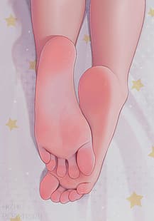 qizhu, anime girls, piedi, Sfondo HD HD wallpaper