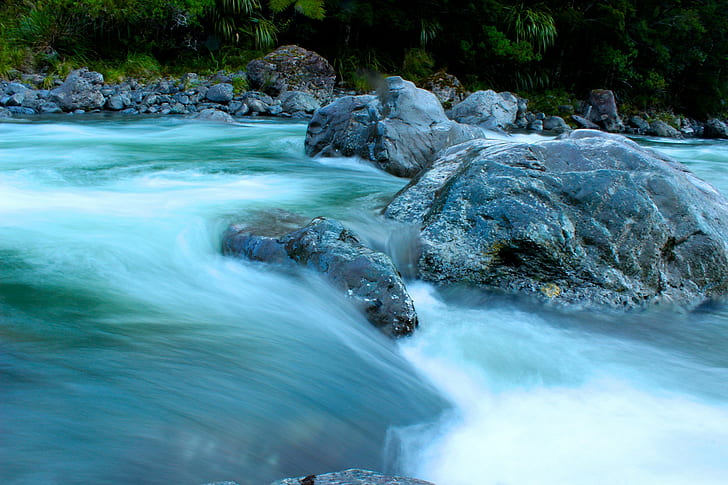 Río en Nueva Zelanda, Hermoso río, Naturaleza, Nueva Zelanda, Fondo de pantalla HD