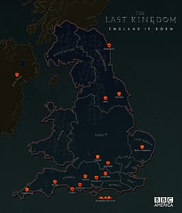 The Last Kingdom, series de televisión, TV, BBC, mapa, Inglaterra, historia, Fondo de pantalla HD HD wallpaper
