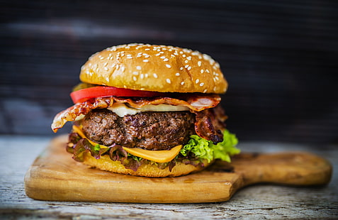 гамбургер, ужин, еда, гамбургер, обед, еда, мясо, бутерброд, HD обои HD wallpaper