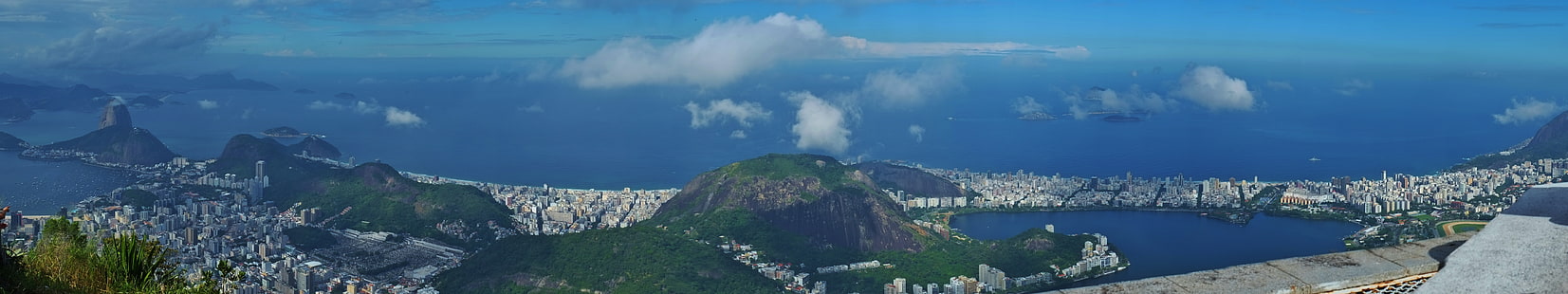 вода, горы, облака, Рио-де-Жанейро, HD обои HD wallpaper