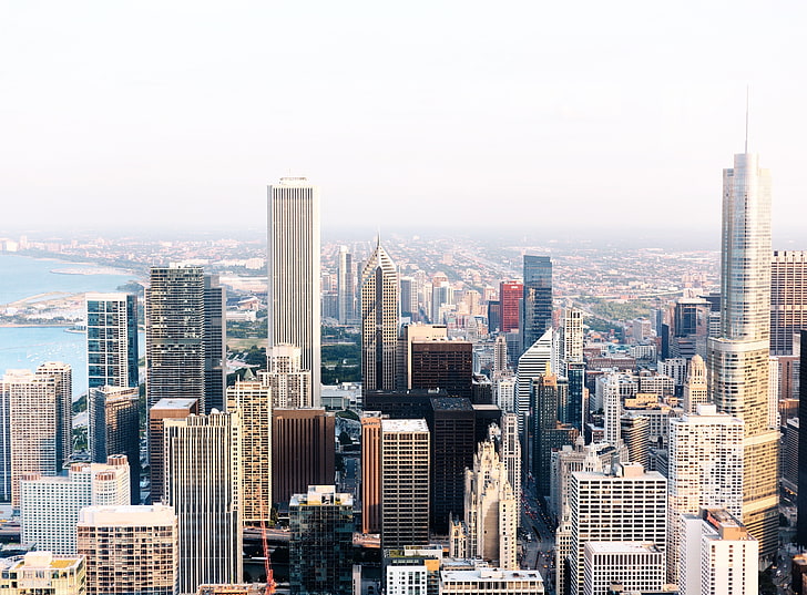 ستارة نافذة بيضاء وزرقاء ، مدينة ، cityscape ، بناء ، شيكاغو، خلفية HD