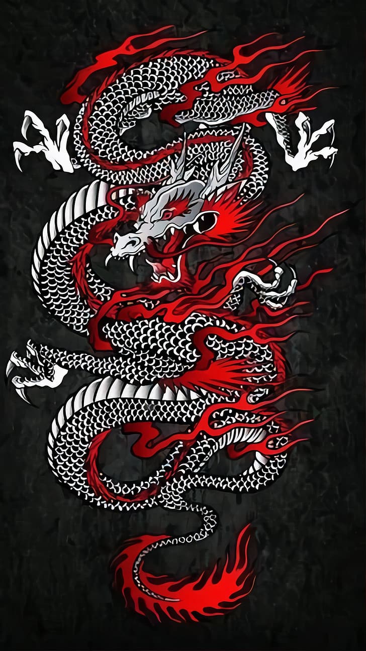 dragon, dark, digital art, vertical, HD wallpaper