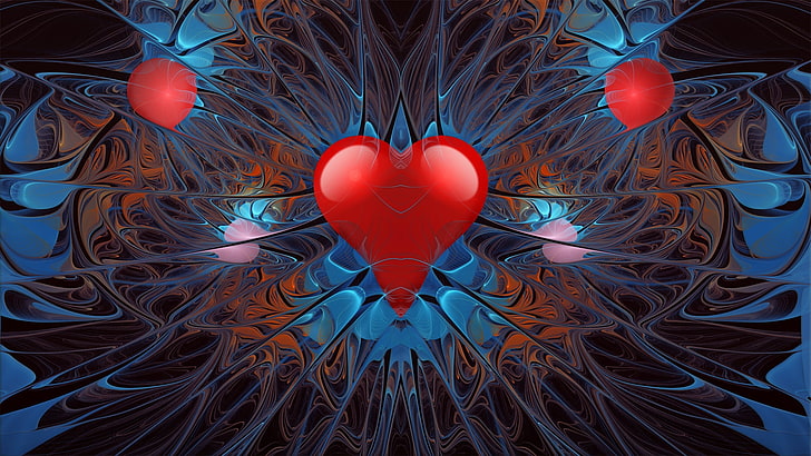 red heart wallpaper, heart, mesh, shape, background, HD wallpaper