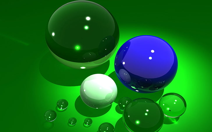 green, blue, and white bubbles clip art, ball, variety, glass, transparent, surface, colorful, HD wallpaper