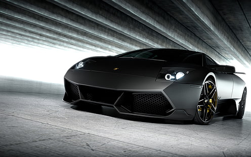schwarzes Lamborghini Luxusauto, selektive Färbung, Lamborghini, Lamborghini Murcielago, Auto, Fahrzeug, schwarze Autos, HD-Hintergrundbild HD wallpaper