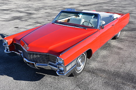 1965, cadillac, cars, classic, convertible, eldorado, red, HD wallpaper HD wallpaper
