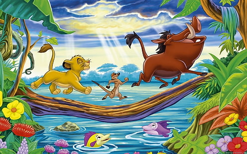The Lion King Simba Timon Dan Pumba Desktop Hd Wallpaper Untuk Ponsel Tablet Dan Pc 1920 × 1200, Wallpaper HD HD wallpaper