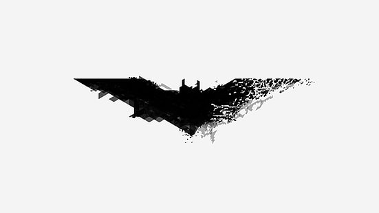 باتمان ، أسود وأبيض ، فن رقمي ، تدرج رمادي ، شعار، خلفية HD HD wallpaper