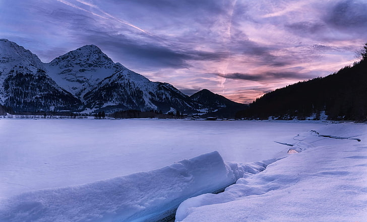 alam, gunung, pemandangan, salju, es, musim dingin, Wallpaper HD