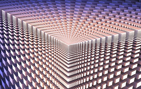 illustration abstraite grise et violette, illusion d'optique, cube, tunnel, résumé, Fond d'écran HD HD wallpaper