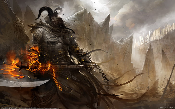 wraith king wallpaper, figure, warrior, axe, The demon, HD wallpaper