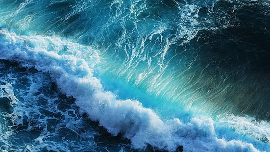 Gelombang laut biru yang indah, gelombang lautan, Indah, Biru, Laut, Gelombang, Wallpaper HD HD wallpaper