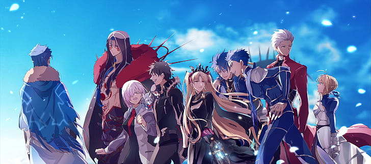 Fate Series, Fate/Grand Order, Archer (Fate/Stay Night), Cu Chulainn, Fate (Series), Lancer (Fate/Stay Night), Mashu Kyrielight, Rin Tohsaka, Ritsuka Fujimaru, Saber (Fate Series), HD wallpaper