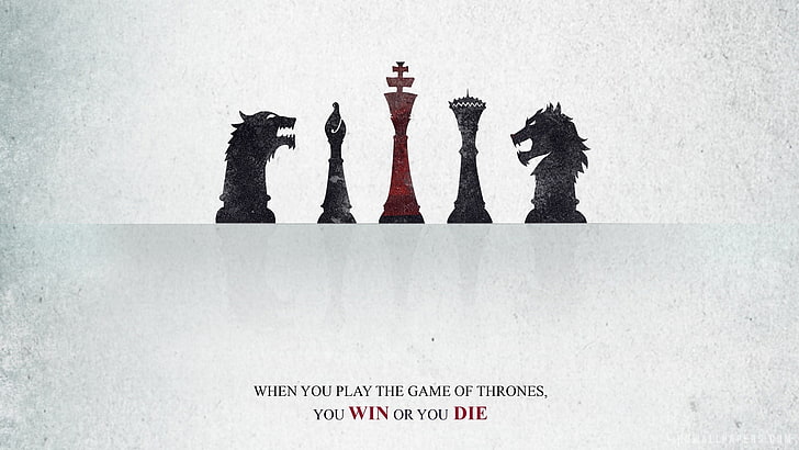 иллюстрация пяти шахматных фигур, шахматы, игра престолов, песня льда и огня, типография, HD обои
