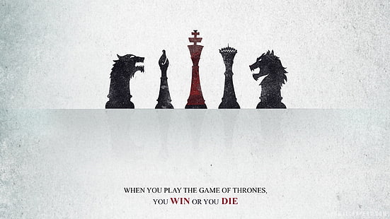 иллюстрация пяти шахматных фигур, шахматы, игра престолов, песня льда и огня, типография, HD обои HD wallpaper
