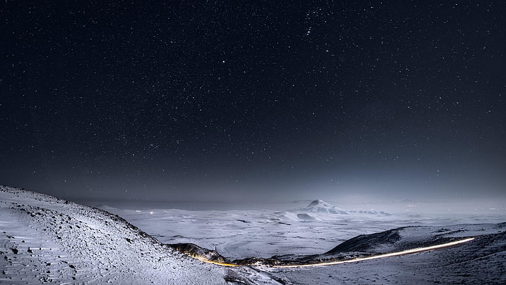 czysta noc, nocne niebo, noc, gwiaździsty, gwiazdy, śnieg, krajobraz, niesamowity, armenia, mastara, europa, gwiaździsta noc, zima, sceneria, oszałamiający, Tapety HD