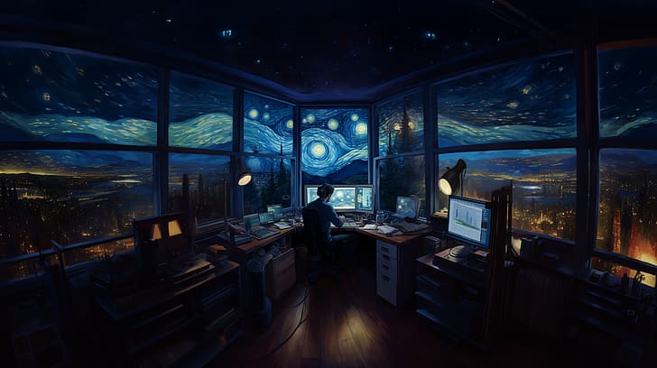 stars, Oil on canvas, Van Gogh (Fate), developer, HD wallpaper