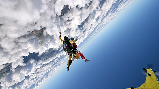 Прыжки с парашютом HD, прыжки с парашютом, спорт, прыжки с парашютом, HD обои HD wallpaper