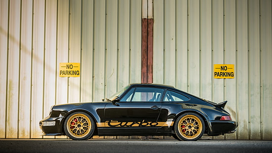 Porsche, Porsche 964 Turbo, Schwarzes Auto, Auto, Coupé, Altes Auto, Sportwagen, HD-Hintergrundbild HD wallpaper