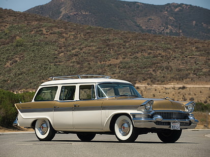 Packard, Packard Clipper Country Sedan, Beige Car, Car, Old Car, Station Wagon, Vintage Car, HD tapet HD wallpaper